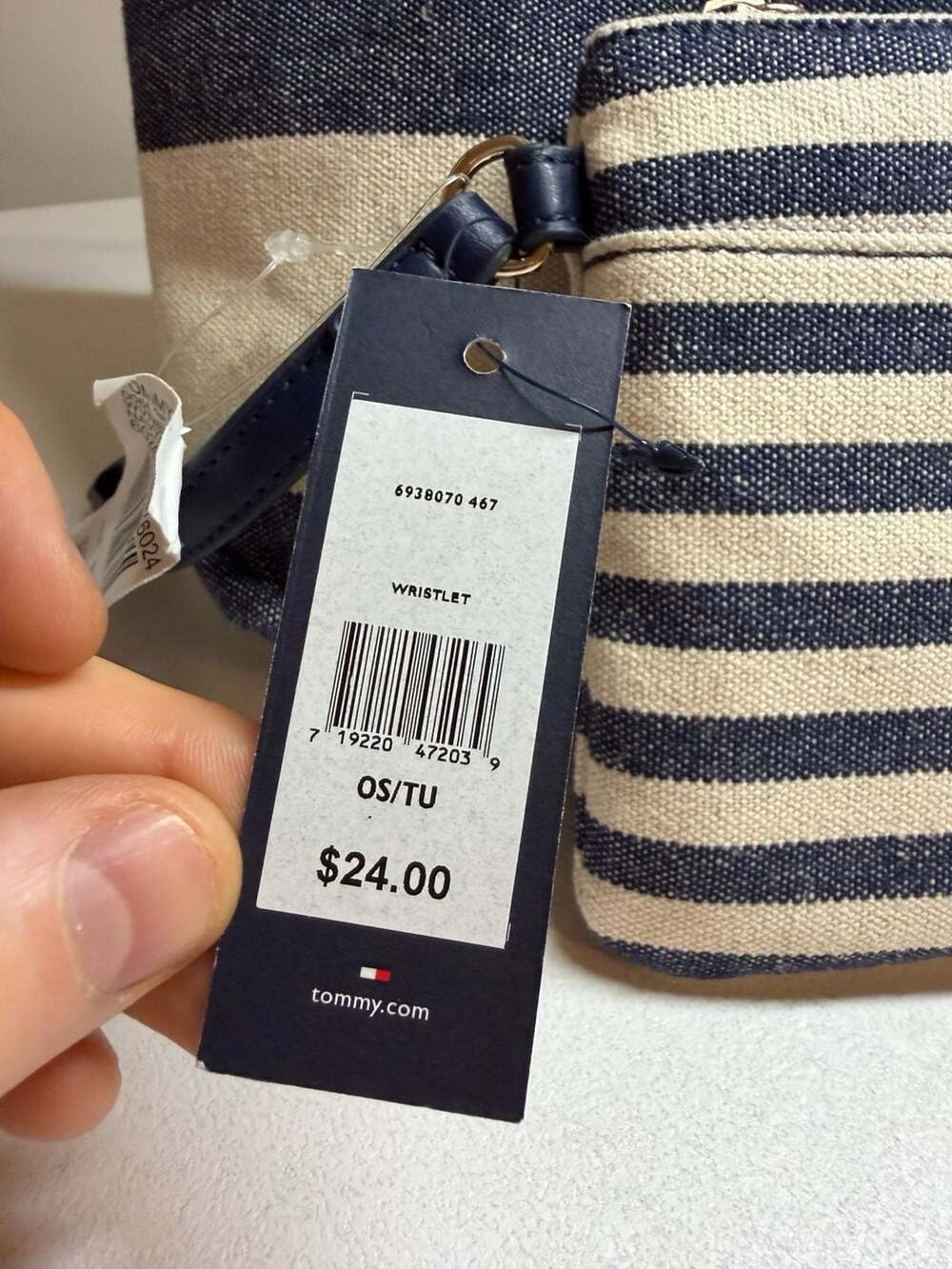 Tommy Hilfiger Navy and Natural Striped Canvas Clutch and Wristlet Set - Picture 7 of 10